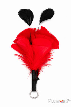 Plumet dinde avec anneau -  hauteur 15 cm - rouge-noir